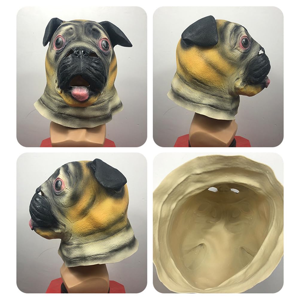 Shar Pei maska na głowę psa na Halloween, kostium na całą twarz, maski, zwierzę, lateks, cosplay, przebranie, rekwizyty