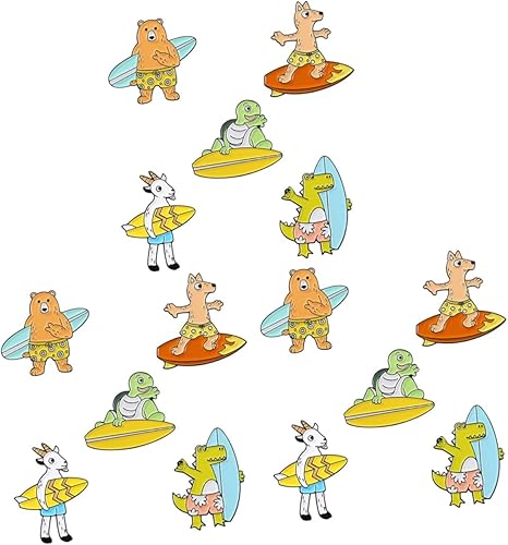 EXCEART 15 pcs Sheep Adorable Tortoise Brooches Surf Decorative Lovely Dinosaur Fox Breastpin for Animal Pin Design Bags Lapel Cute Funny Mixed