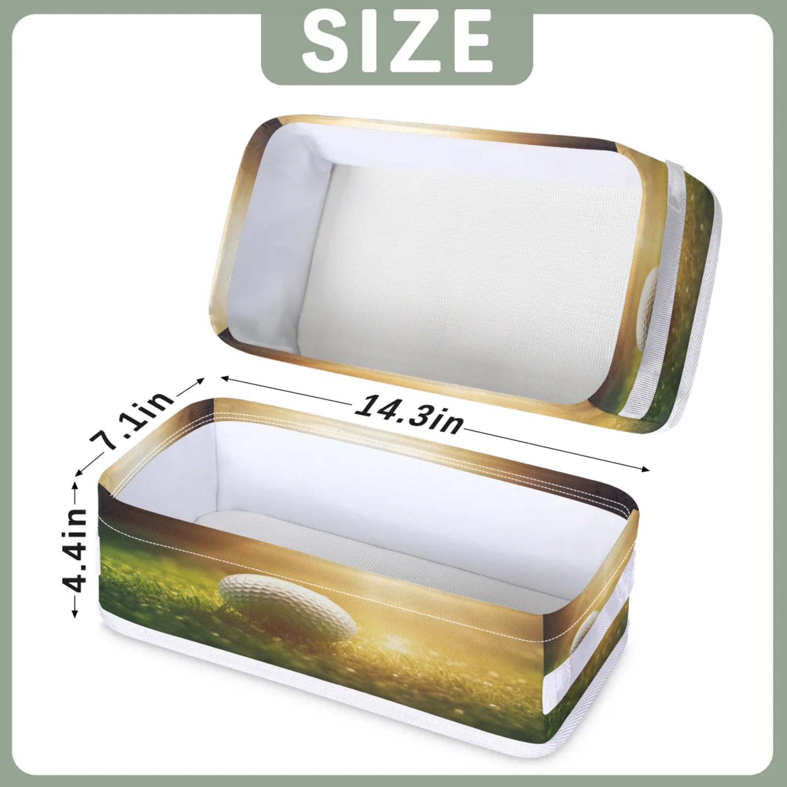 Tablerazzi Toilet Tank Topper Paper Basket with Handle, Golf Print Bathroom Storage Basket for Organizing, Small Fabric Storage Bins for Bathroom Decor