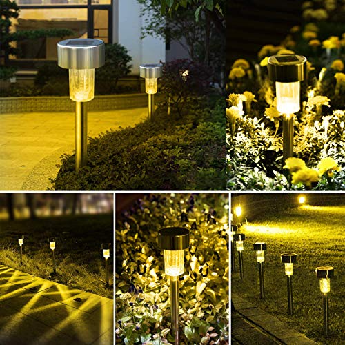 Solar Lights Outdoor, 12Pack Outdoor Solar Lights - Waterproof, Stainless Steel Solar Garden Lights, LED Solar Powered Pathway Lights Landscape Lighting, Perfect for Lawn, Yard, Driveway & Walkway - Thumbnail 5