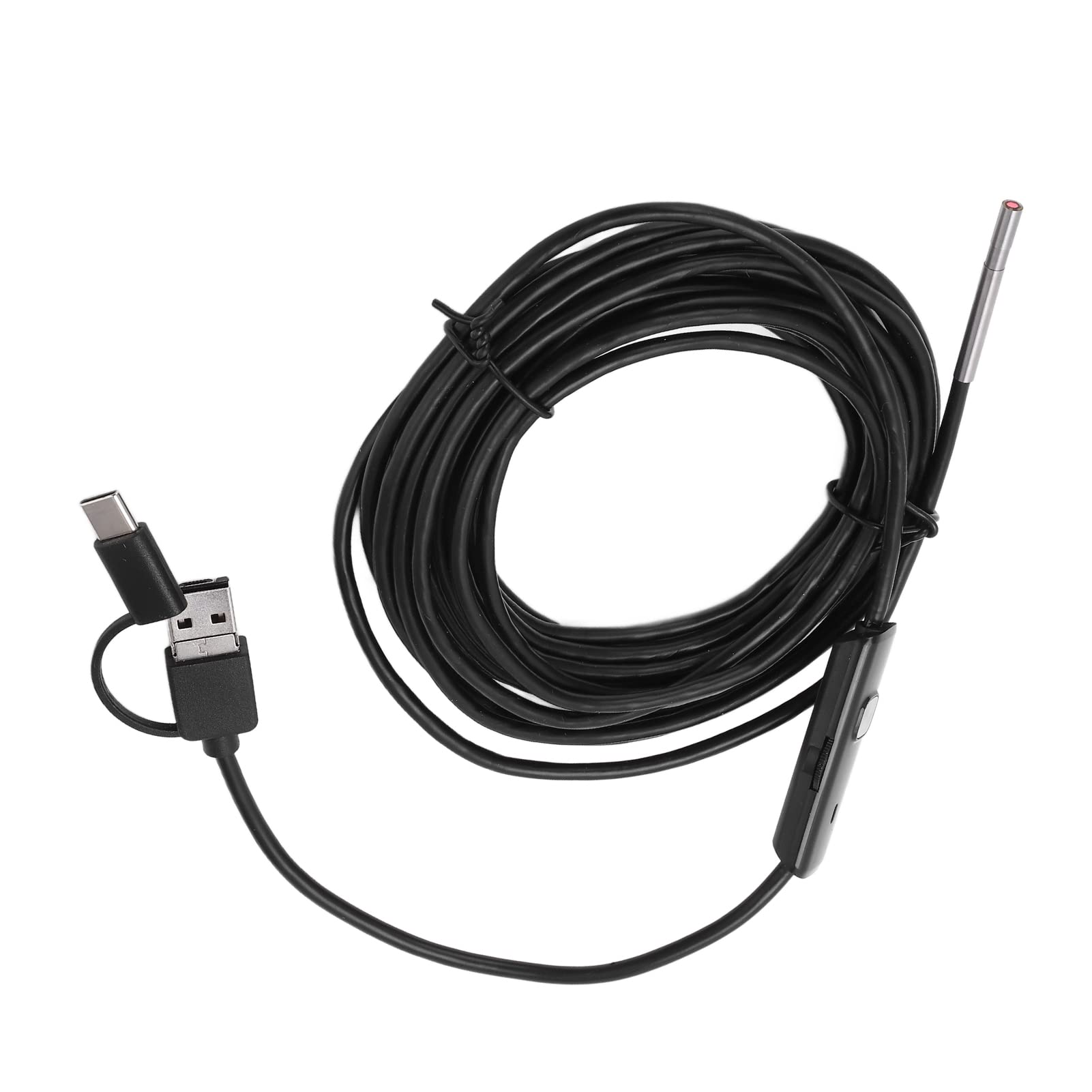 Fafeicy Endoscopio de 3,9 mm Cámara de inspección de alta resolución Tubería Teléfono móvil Endoscopio LED 6 luces LED IP67 a prueba de agua con interfaz tipo C para computadora PC (cableado 5 m)