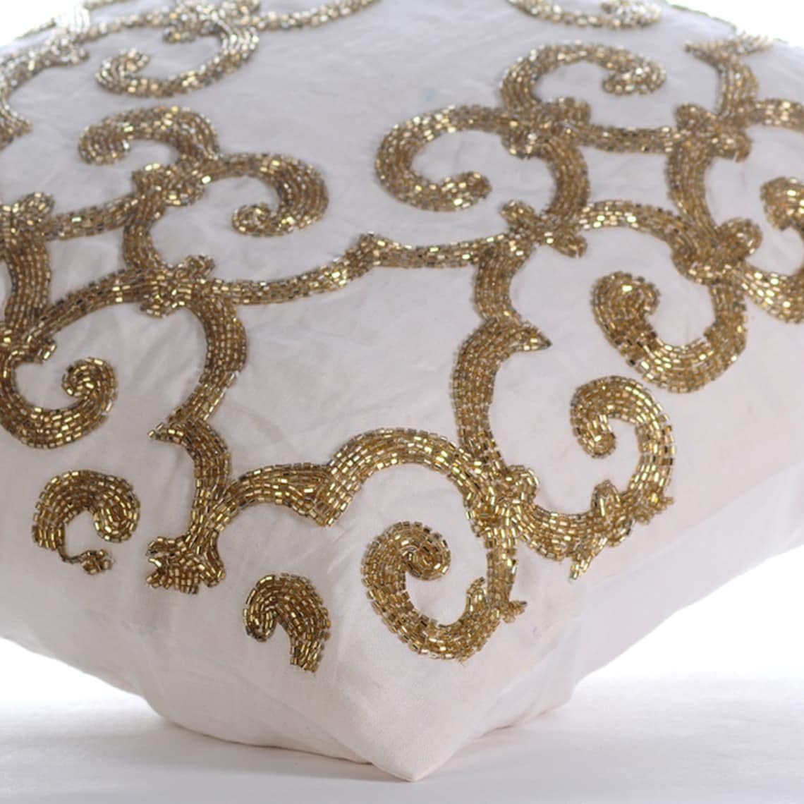 The HomeCentric Cushion Cover for Chair, Gold Euro Pillow Shams 26x26 inch (65x65 cm) Linen Euro Size Pillow Shams, Damask, Modern European Sham Covers Easter - Gold Encrusted