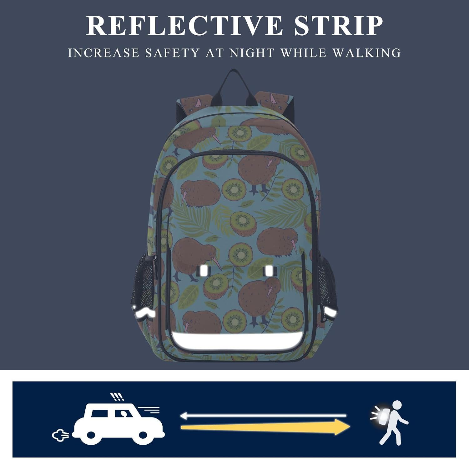 Kiwi Birds School Backpack Laptop Travel Daypack for Kids Girls Boys, Computer Notebooks Bookbag with Adjustable Padded Straps