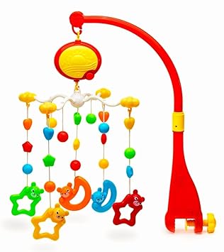 FunBlast Musical Bed Bell Cot Hanging Rotational Rattle Toy for Baby – Battery Operated Rattle Toys for New Born Babies and Toddlers, Baby Hanging Crib Cot Mobile for Infants 0-3 Months (Multicolor)