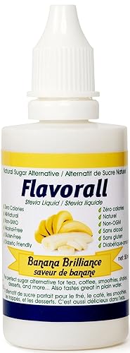Flavorall Stevia saborizada de 1.7 fl oz, brillo de plátano, 30 sabores, gotas líquidas de stevia, edulcorante cero calorías, gotas de stevia