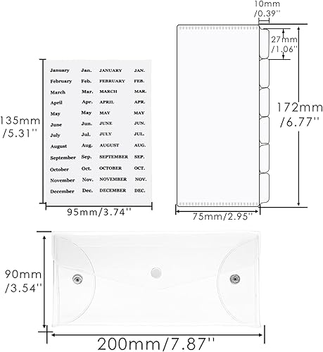 Miniatura 6 de NatSumeBasics Cartera de sobres para efectivo, cartera transparente de presupuesto, 6 unidades divisoras de dinero con bolsillos y 2 calcomanías con