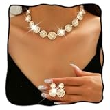 Rhinestone Wedding Jewelry Set Silver Bridal Necklace Earrings Sets Formal Costume Jewelry for Women