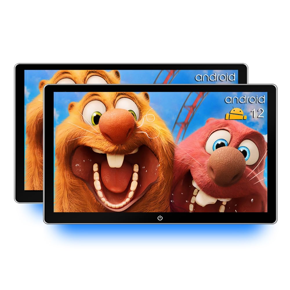 Bsldtor 10.1 Inch Car TV Monitor, Android 12 Tablet, Back Seat Entertainment System with WiFi, Touch Screen, Bluetooth, USB/Hdmi in /2pcs Monitor