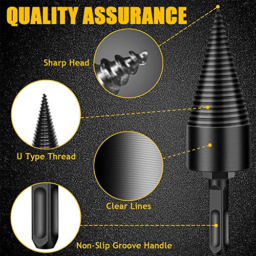 image for VARWANEO Firewood Log Splitter Drill Bit Set, 3pcs Removable Heavy Dut