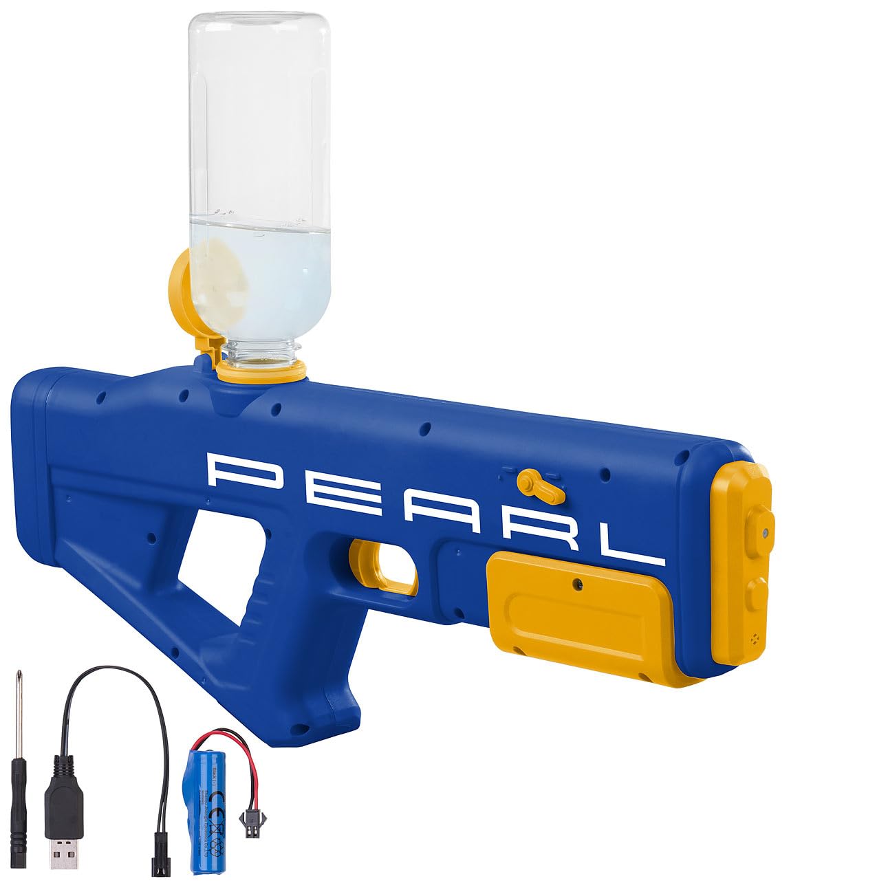 PEARL Wasserpistole für Kinder: 4er-Set Elektrische Wasserpistolen mit Tankaufsatz, bis 10 m, 650 ml (Akku Wasserpistole, mit Tank, Super Soaker)