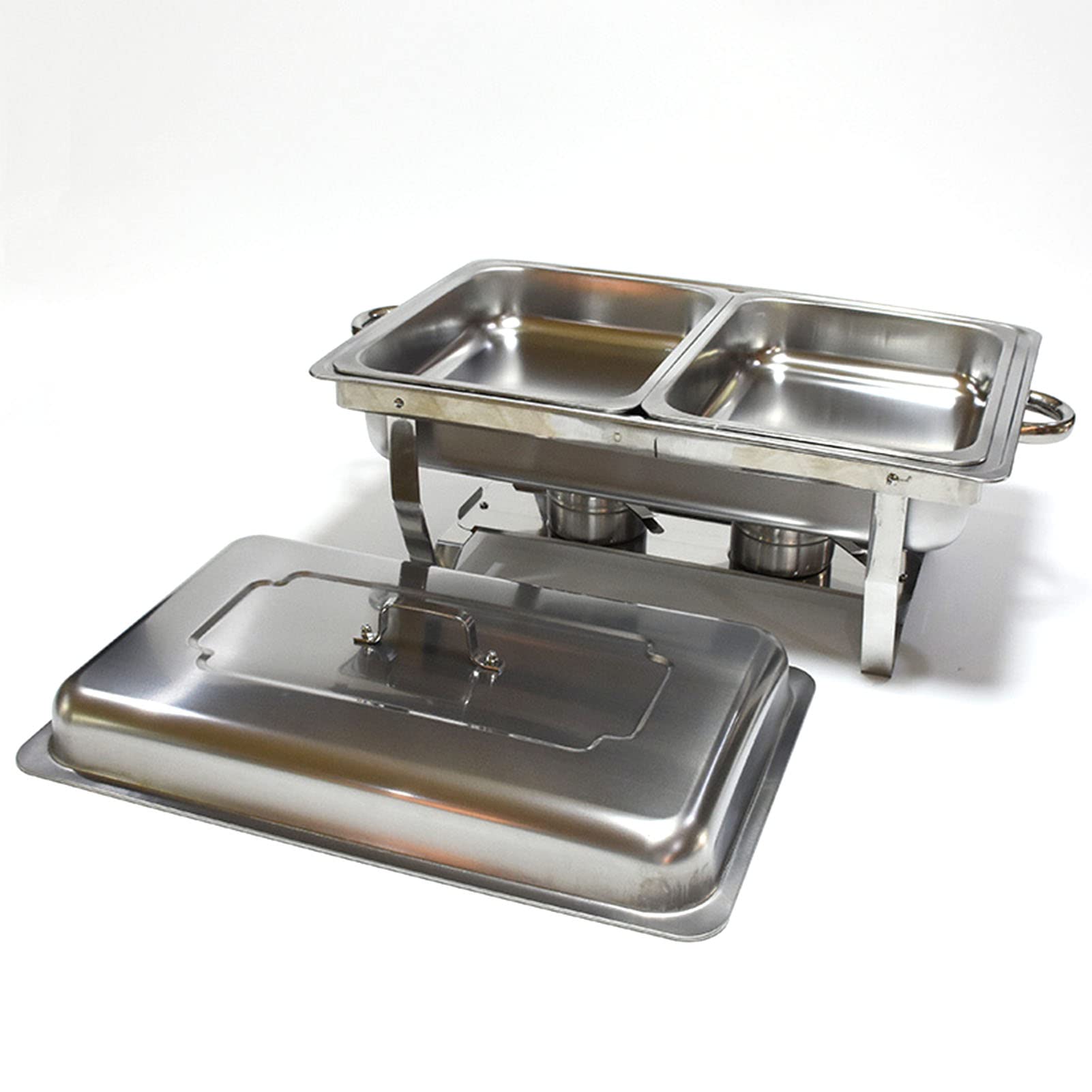 Hidyliu Scaldavivande Buffet Server 2 Vassoi Acciaio Inossidabile per Ristorante Catering 21,7x10,4x13,9 Pollici Grande capacità
