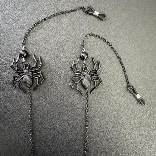 Image of Glasses Chain for Women Black Goth Spider & Mask Pendant Eyeglass Strap Holder Halloween