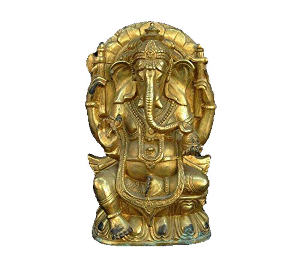 Amazon.co.jp: チベット寺院ブロンズゴールド金箔4腕象ジャンバラ