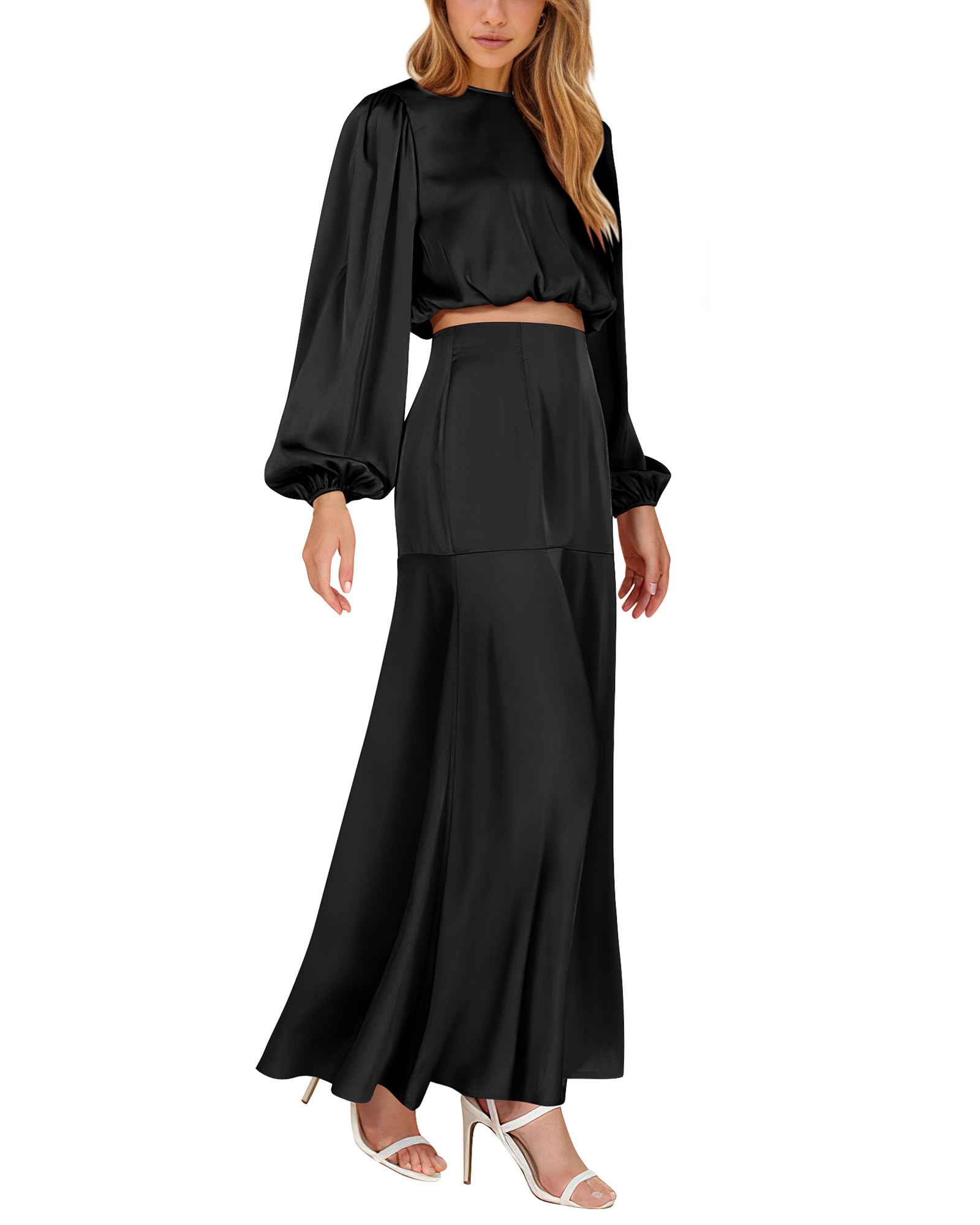 BTFBM Casual Women 2023 Fall Two Piece Satin Outfit