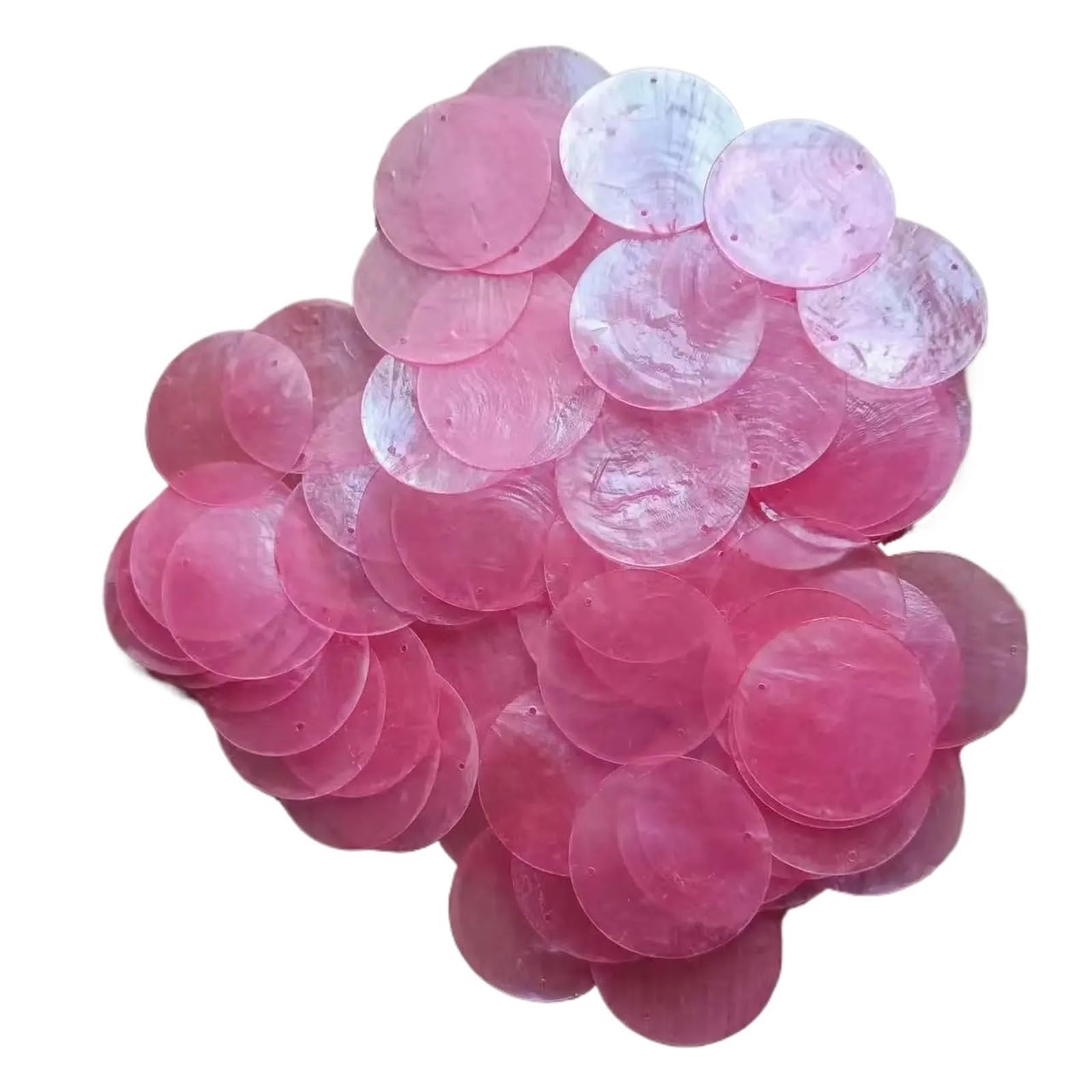 5cm DIY White Shell With Two Holes Sea Bulk Shells For Decor Wind Chimes Crafts Jewellery(Pink 50pcs)