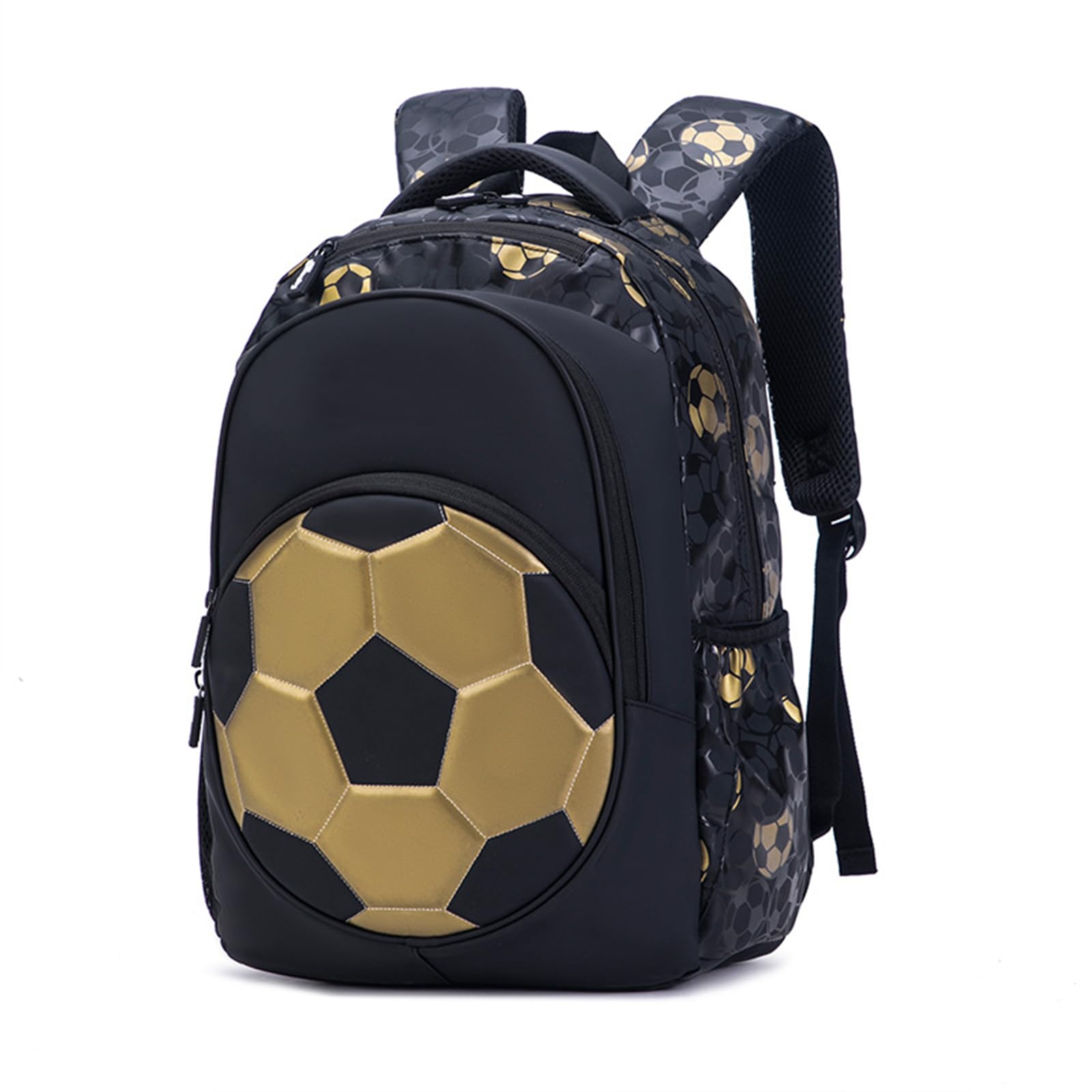 ECHOTIDE Mochila de fútbol para niños, mochila con estampado de fútbol, mochila escolar con patrón de fútbol