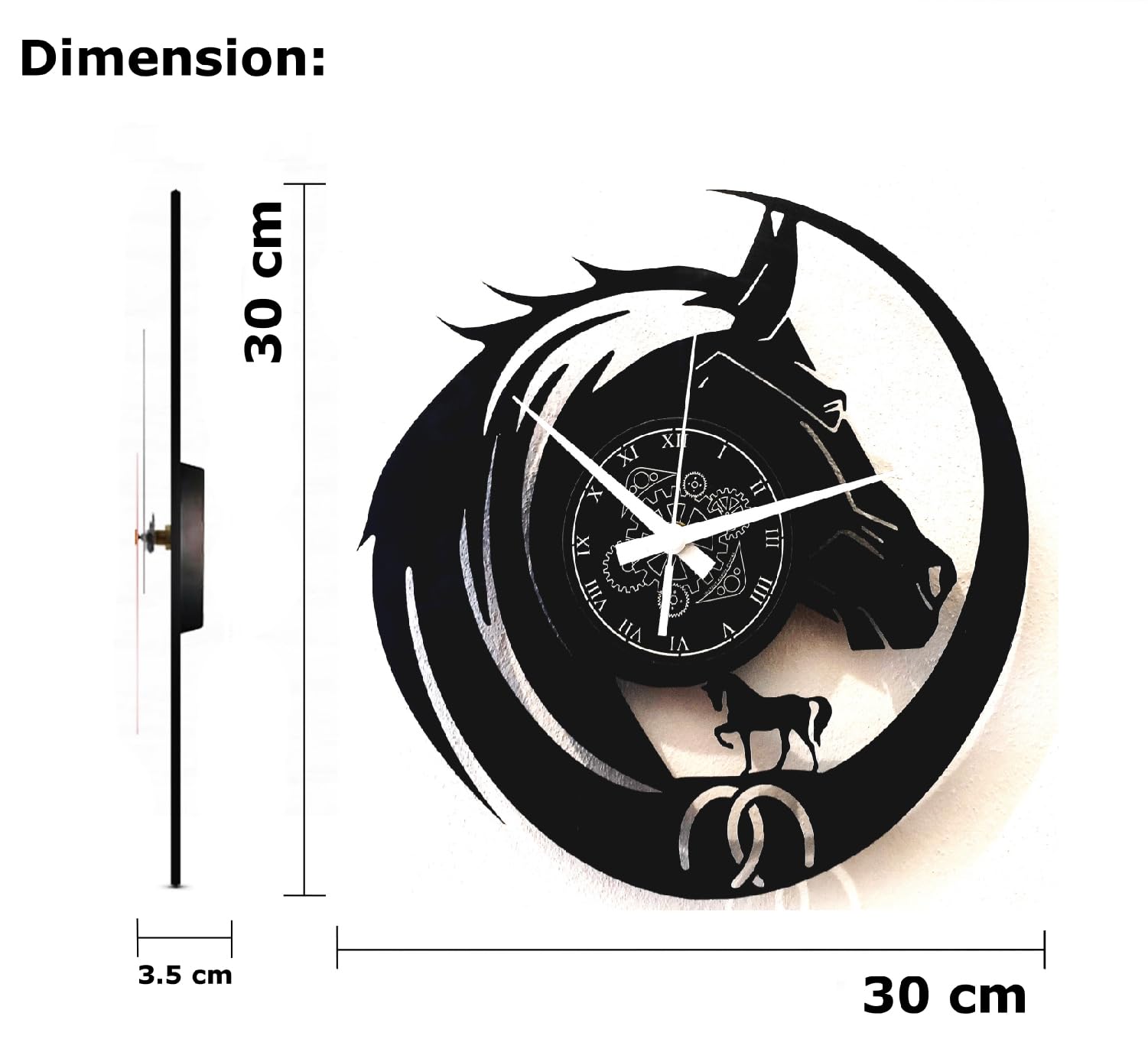 Instant Karma Clocks Horloge Murale Vinyle Cheval - Décoration Originale Amoureux Des Chevaux