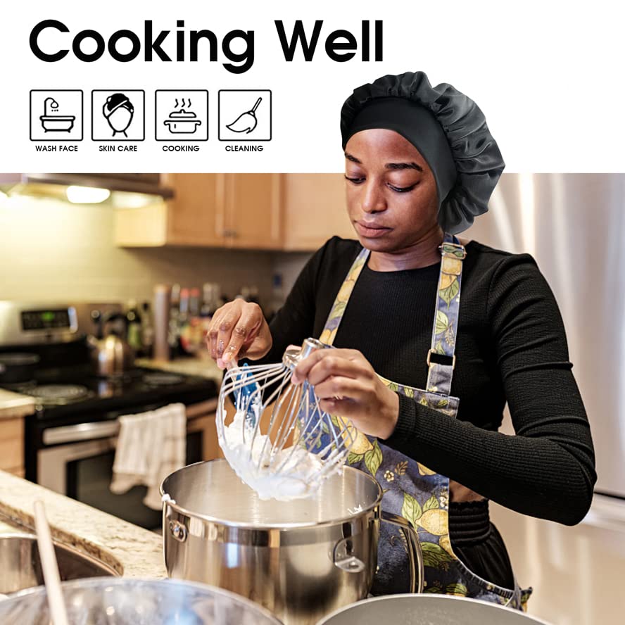 Miniatura 7 de Gorros de ducha de seda  Gorro de satén para dormir, gorro de pelo para cabello rizado, gorro jumbo y más  Gorros grandes para mujeres y hombres