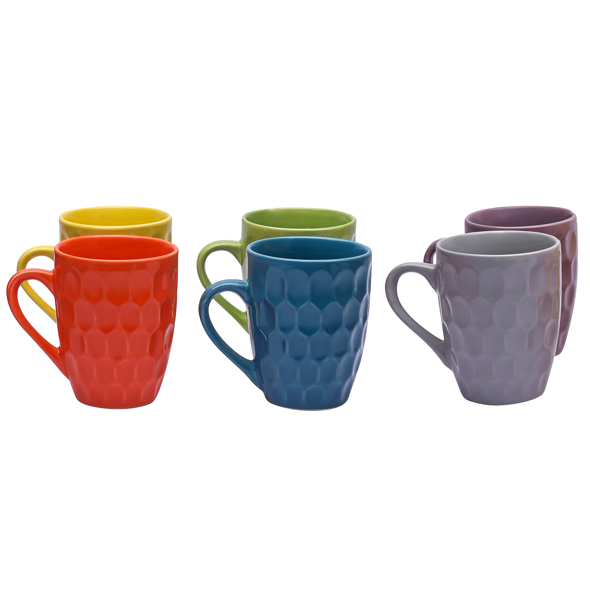 Anwaliya Galileo Series Coffee Mug - Ceramic Set of 6 (280ml) Handcrafted Design Tea Cups Set of 6 Stackable, Chip Resistant, with Handles Large Serving Coffee Cup, Anya (Color May Vary)