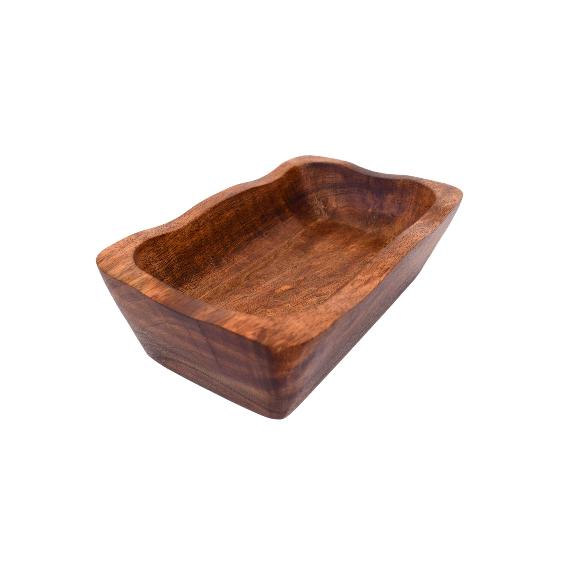 Handcrafted Wooden Dough Bowl 8 x 5 x 2.5 Inch – Rustic Farmhouse Decorative Wood Bowl for Kitchen, Table Centerpiece, Fruit Bowl & Home Decor-image-47