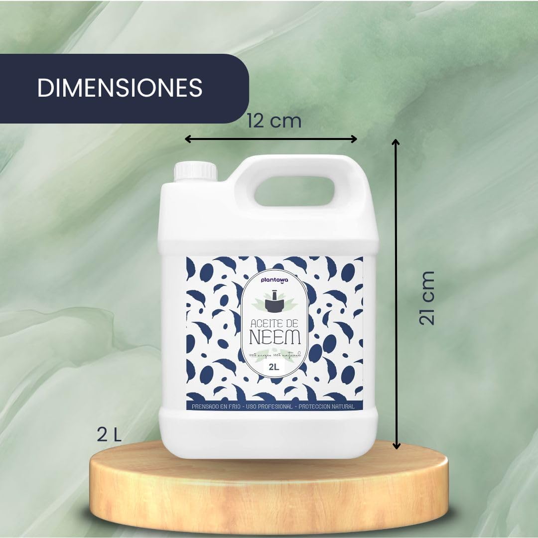 PLANTAWA Aceite de Neem 2 litros | Solución Multiusos | Fácil Aplicación y Máxima Eficacia | Uso en Interior y Exterior | Procedente del Árbol Azadirachta | Origen natural