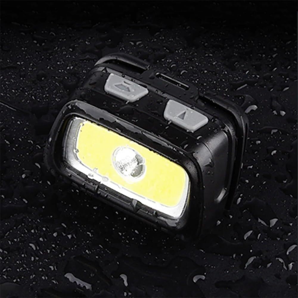 Miniaturowa latarka czołowa 200 lm LED wodoodporna IPX4, stroboskopowa, latarka czołowa(Black)
