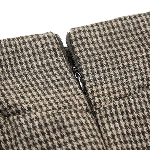 Image of IDEALSANXUN Women's Fall Winter High Waisted Wool Plaid A-line Long Skirt