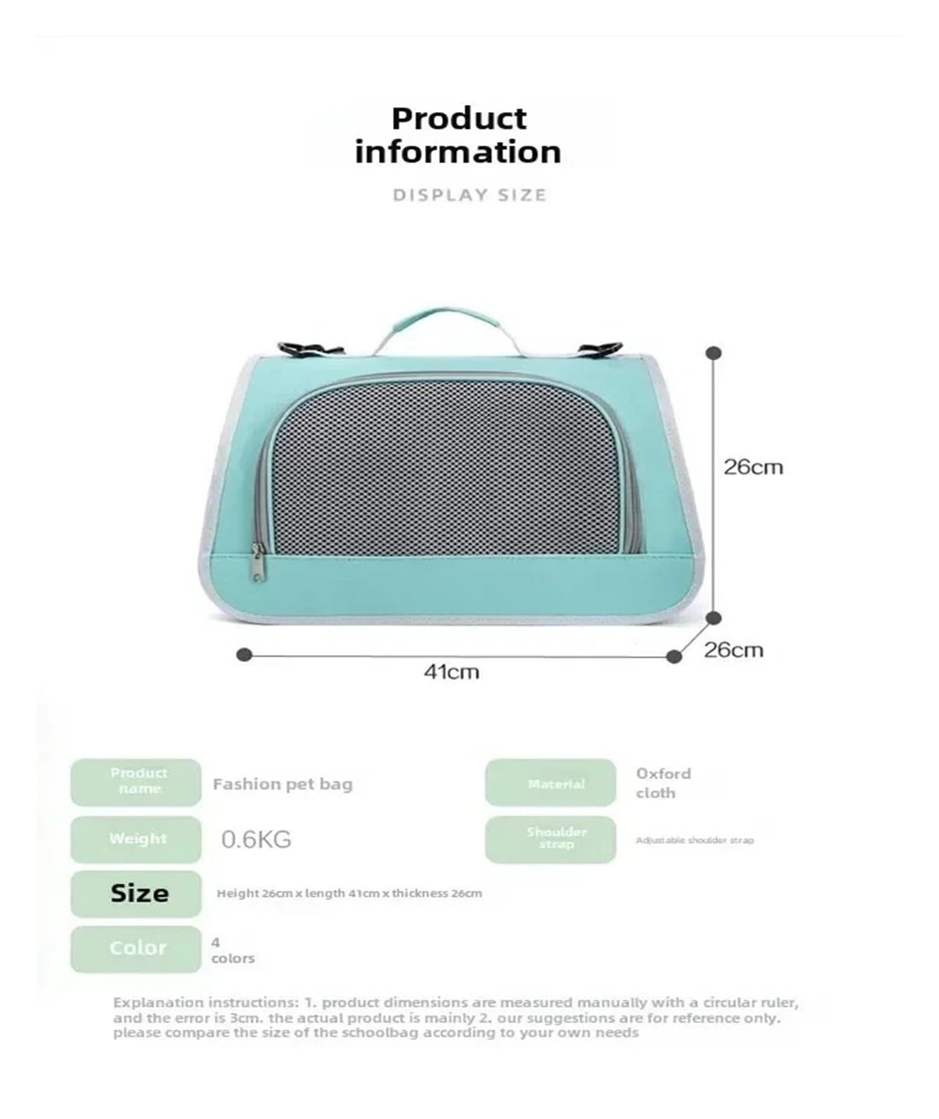 Borsa portatile for cani da compagnia