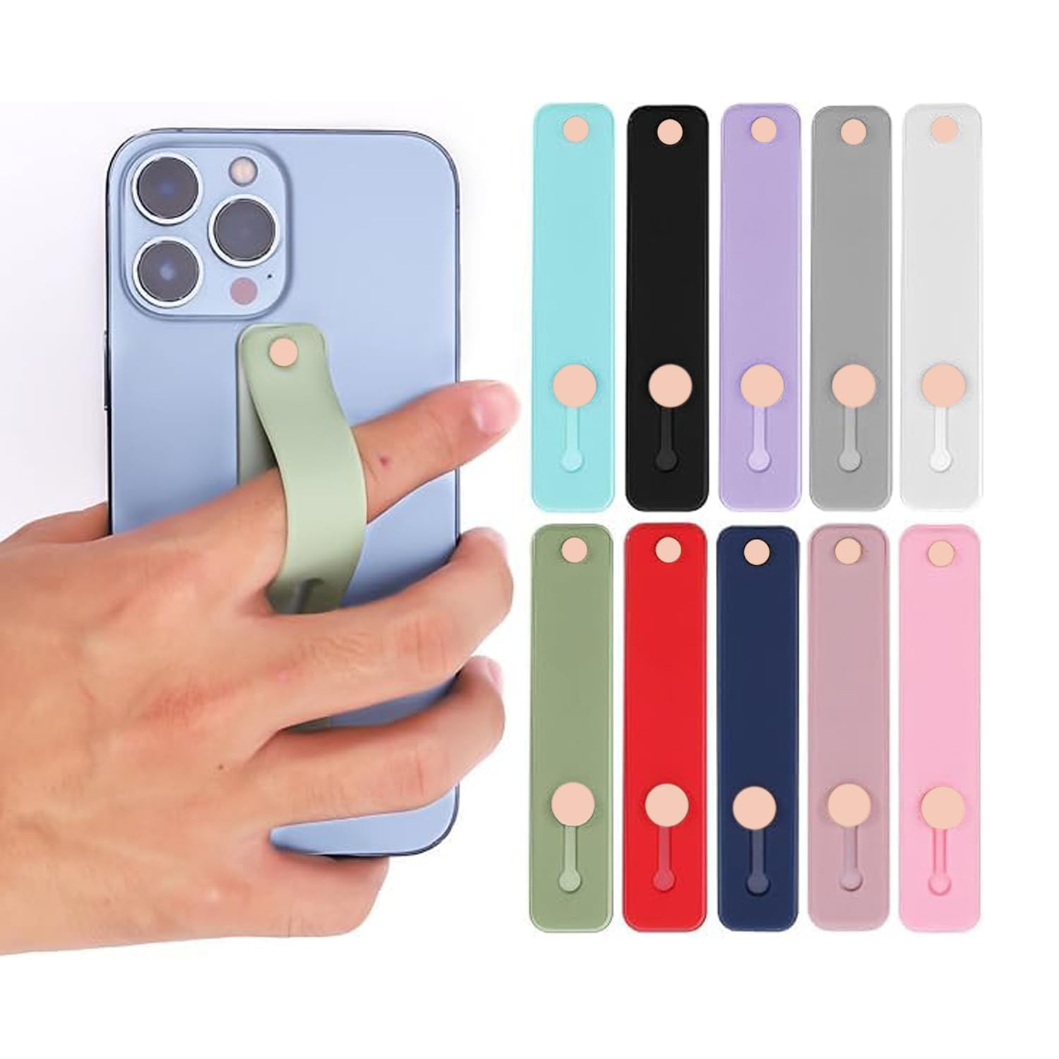 oblivion phone strap grip holder 5 pc – multicolour silicone loop finger grips, universal kickstand for smartphones, non-slip, works as a stand for most iphones & android phones