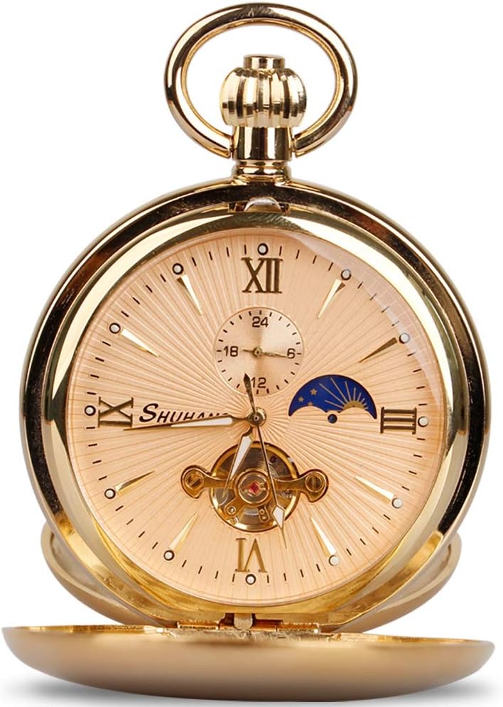 Vintage Copper Train London Design Hand Winding Mechanical Pocket Watch Mens Watches