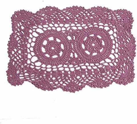 Factory Direct Craft Set of 4 Individual Burgundy Rectangle Cotton Hand Crocheted Lace Doilies | 12" L x 8" W