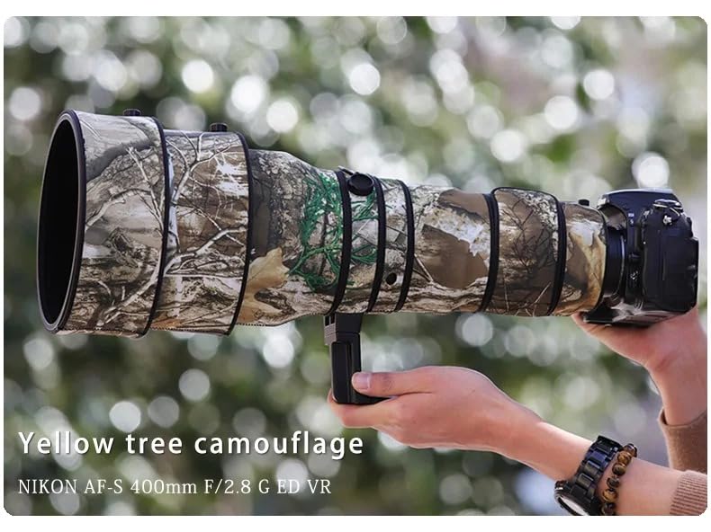 CHASING BIRDS Camouflage Waterproof Lens Coat for Nikon AF-S 400mm F2.8 G ED VR Rainproof Lens Protective Cover (Yellow Tree Camouflage, with 1.7X TC (TC-17E II))