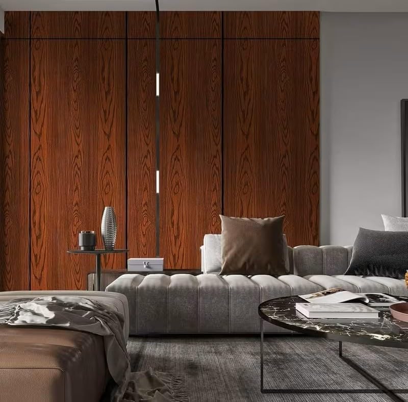 Image of WISDOM Wood Grain Contact Paper Peel and Stick Wallpaper Removable Wall Paper Decorative Cabinet 24x50 Inch,Caramel Wooden