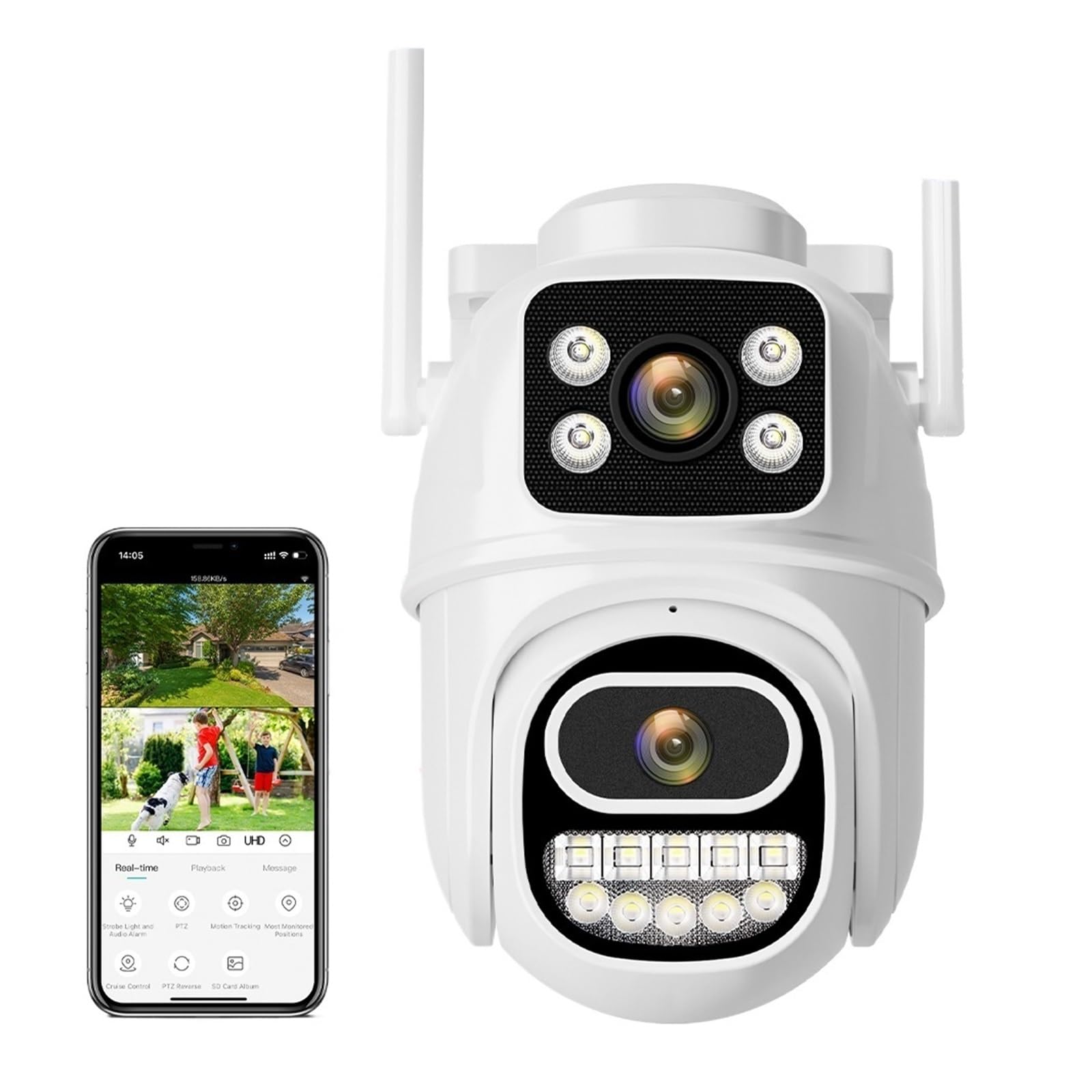 JVDDI 6MP WIFI IP Camera Dual Lens Dual Screens PTZ Outdoor Surveillance Camera Human Detection Night Vision Security Protection(6MP PTZ WIFI Camera)