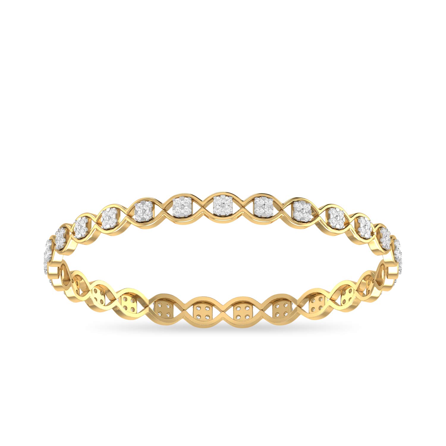 14k (585) Yellow Gold and Solitaire Bangle for Women