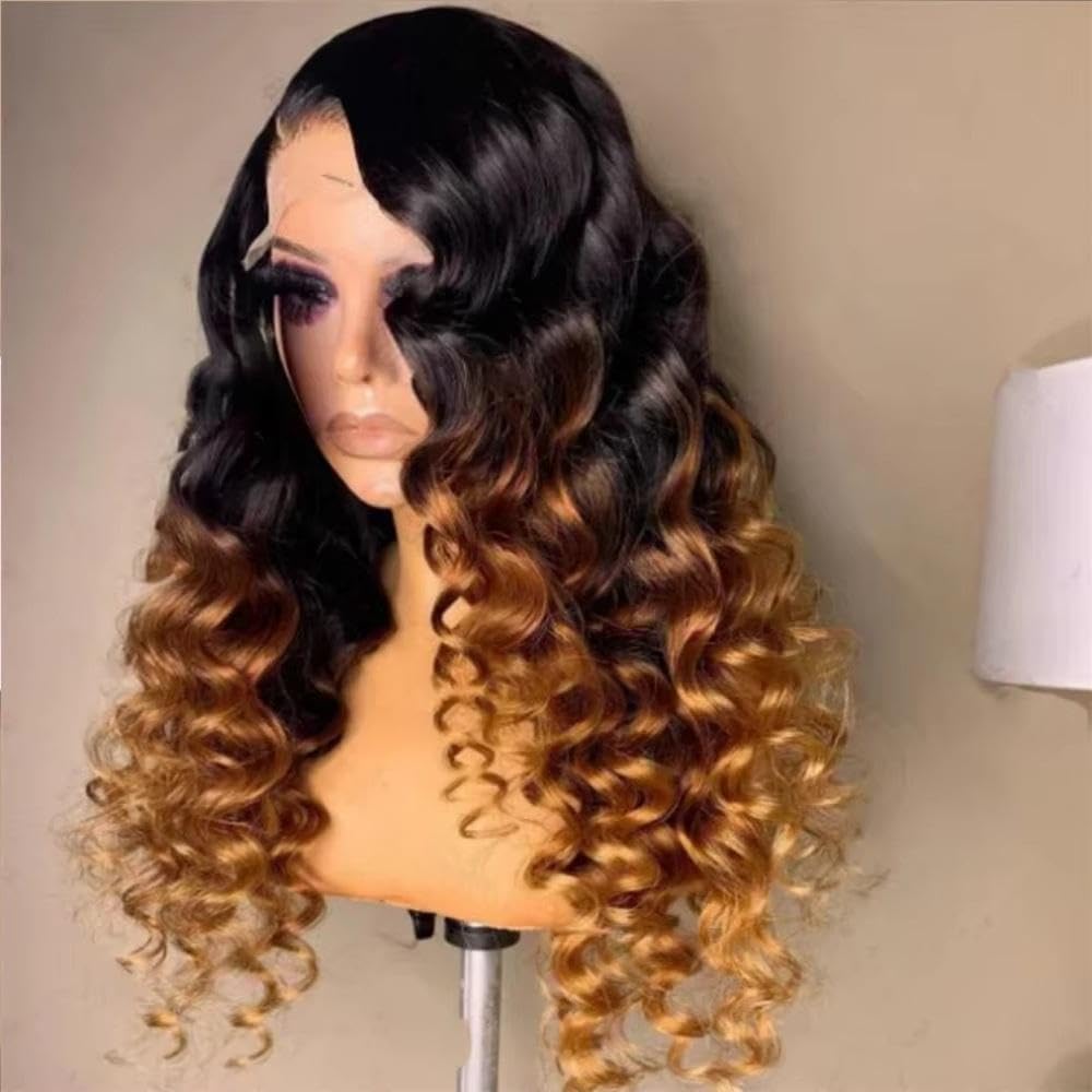 Haarpflege 26" 180 Density Ombre Blonde Deep Wave 13X4X1 Lace Front Perücke Für Frauen Vorgezupft Ohne Kleber
