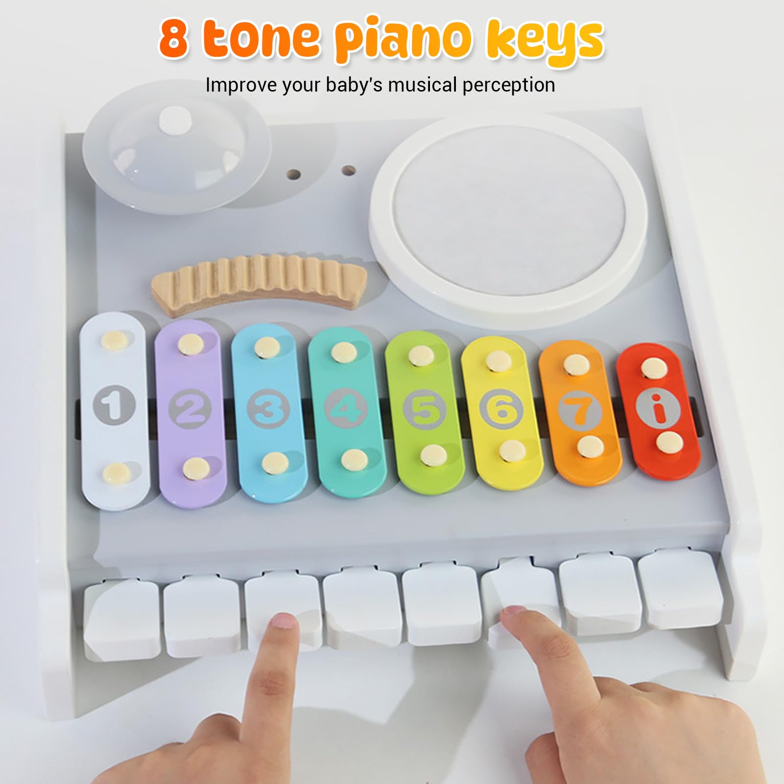 ASHATA Drewniana Muzyczna Zabawka Perkusyjna Wibrujący Instrument Muzyczny dla Małych Dzieci Koordynacja Ręka-oko 11,8 X 11,6 Cala