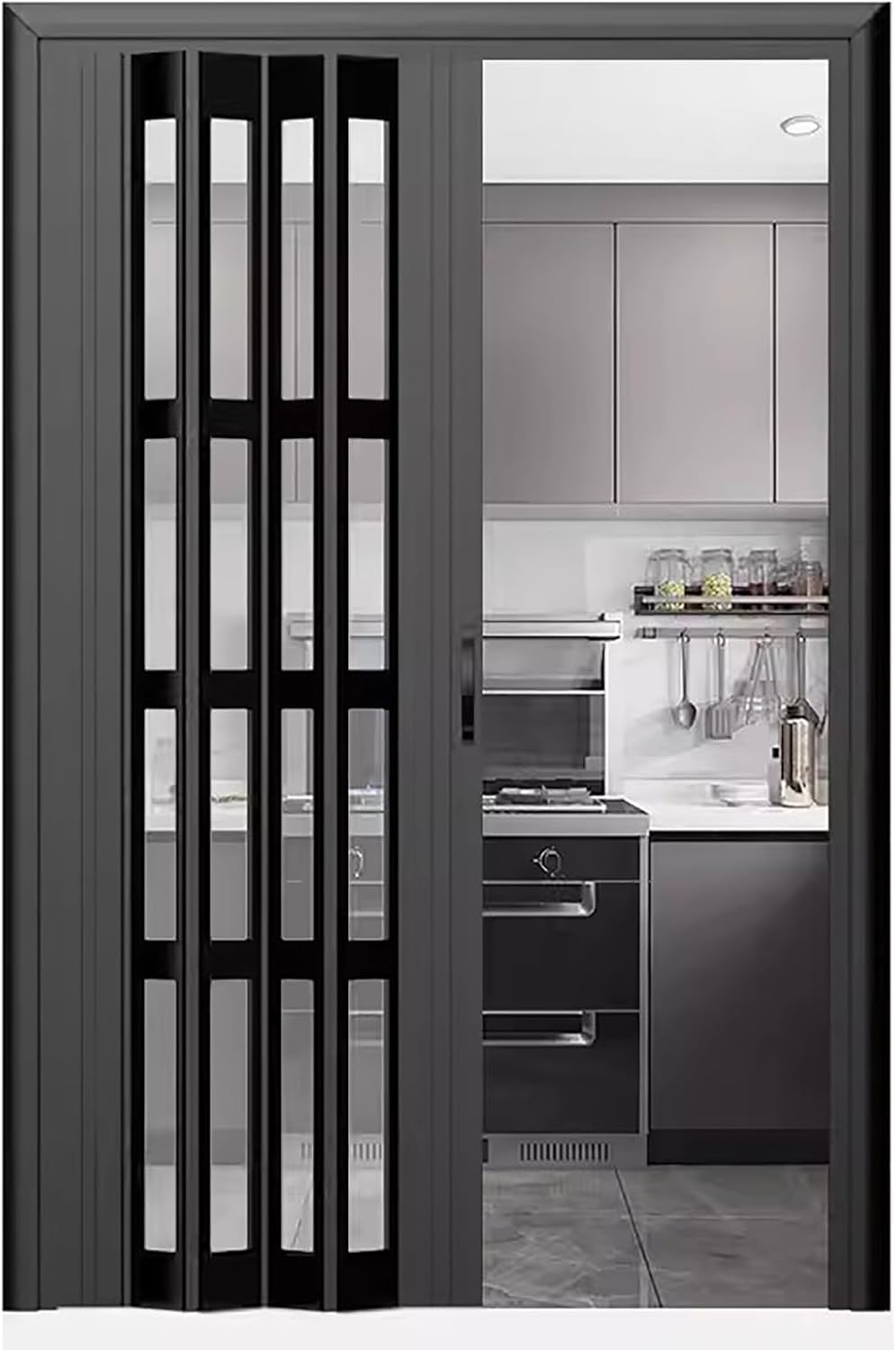 Porte accordéon coulissante moderne noire, porte pliante, séparateur de ...