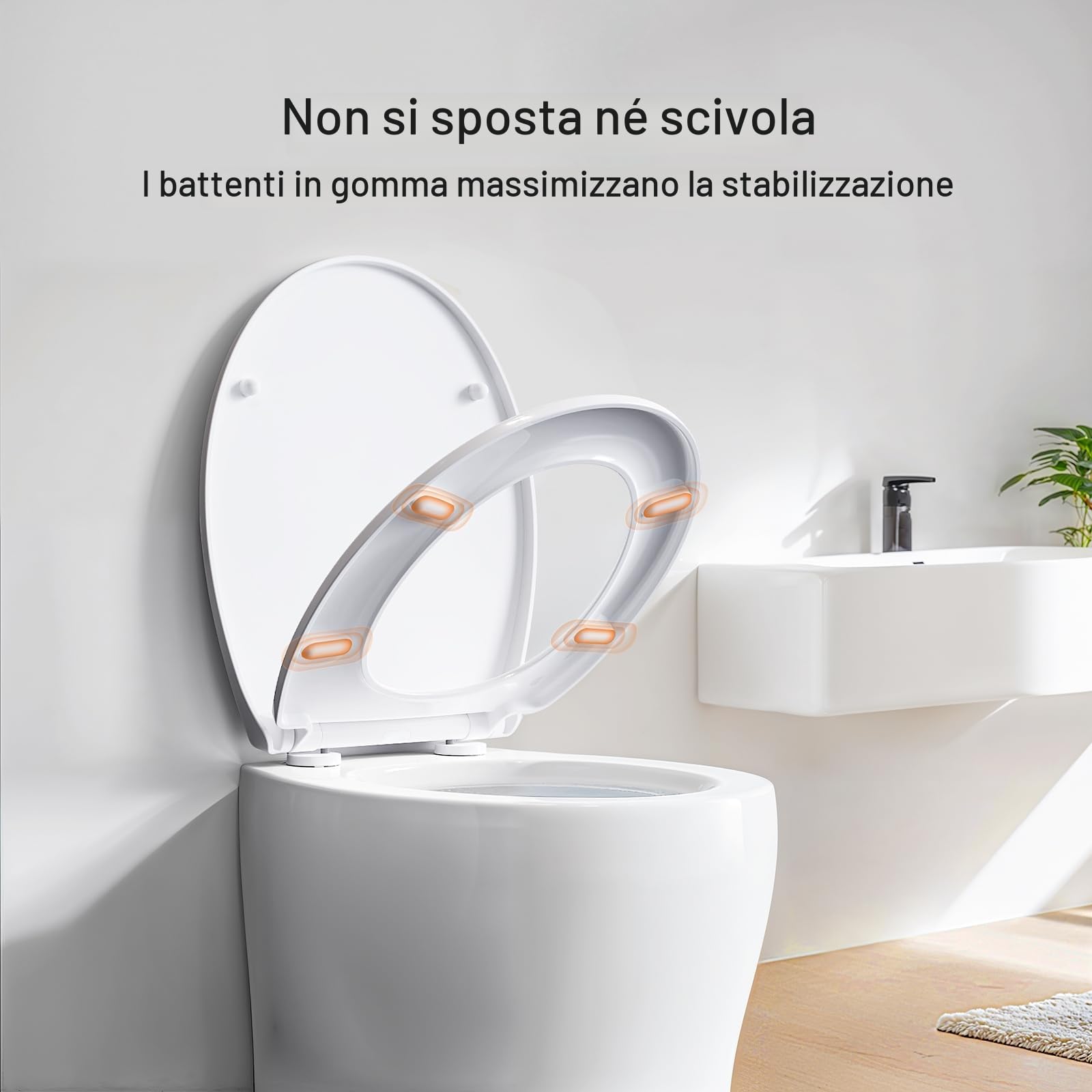 Sedile WC copriwater universal, Urea-Formaldeide Chiusura Ammortizzata tavoletta wc con Sgancio Rapido a un Pulsante
