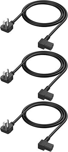 CableCreation Cable de alimentación universal de 3 pies 18 AWG para NEMA 5-15P tipo ángulo a cable de ángulo IEC320 C13, 3.0 ft  negro Paquete de 3