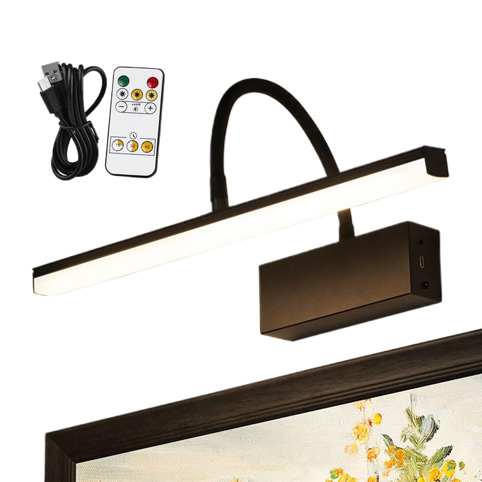 Bilderleuchte 3 Farbmodi Kabellose Dimmbare LED-Displayleuchte Für Fotos | Bildwandleuchte Mit Akku Und Fernbedienung Bilder Gemälde Innenbereich Wohnzimmer Schlafzimmer Heimdeko