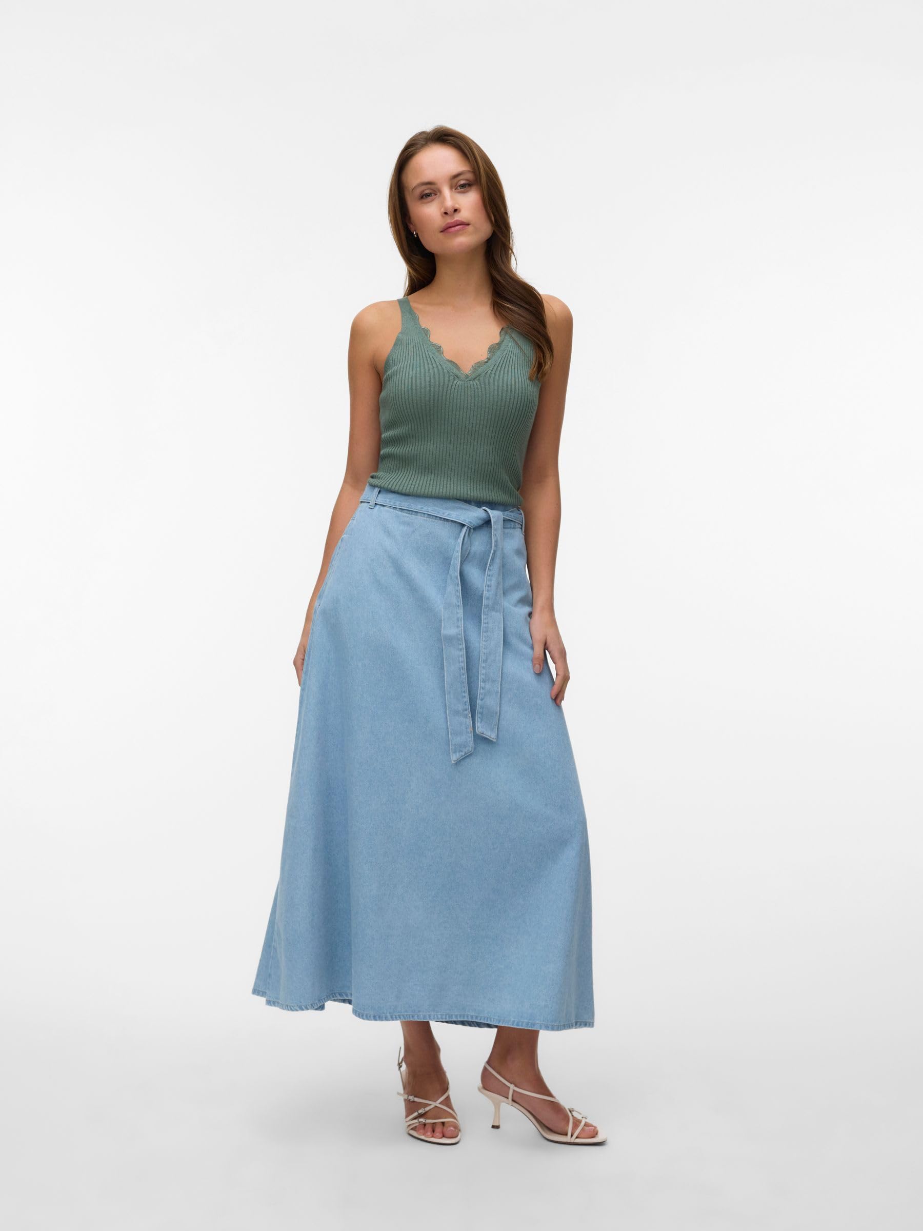 VERO MODA Female Jeansrock VMJOLENE Mid Rise Langer Rock | Denim skirt