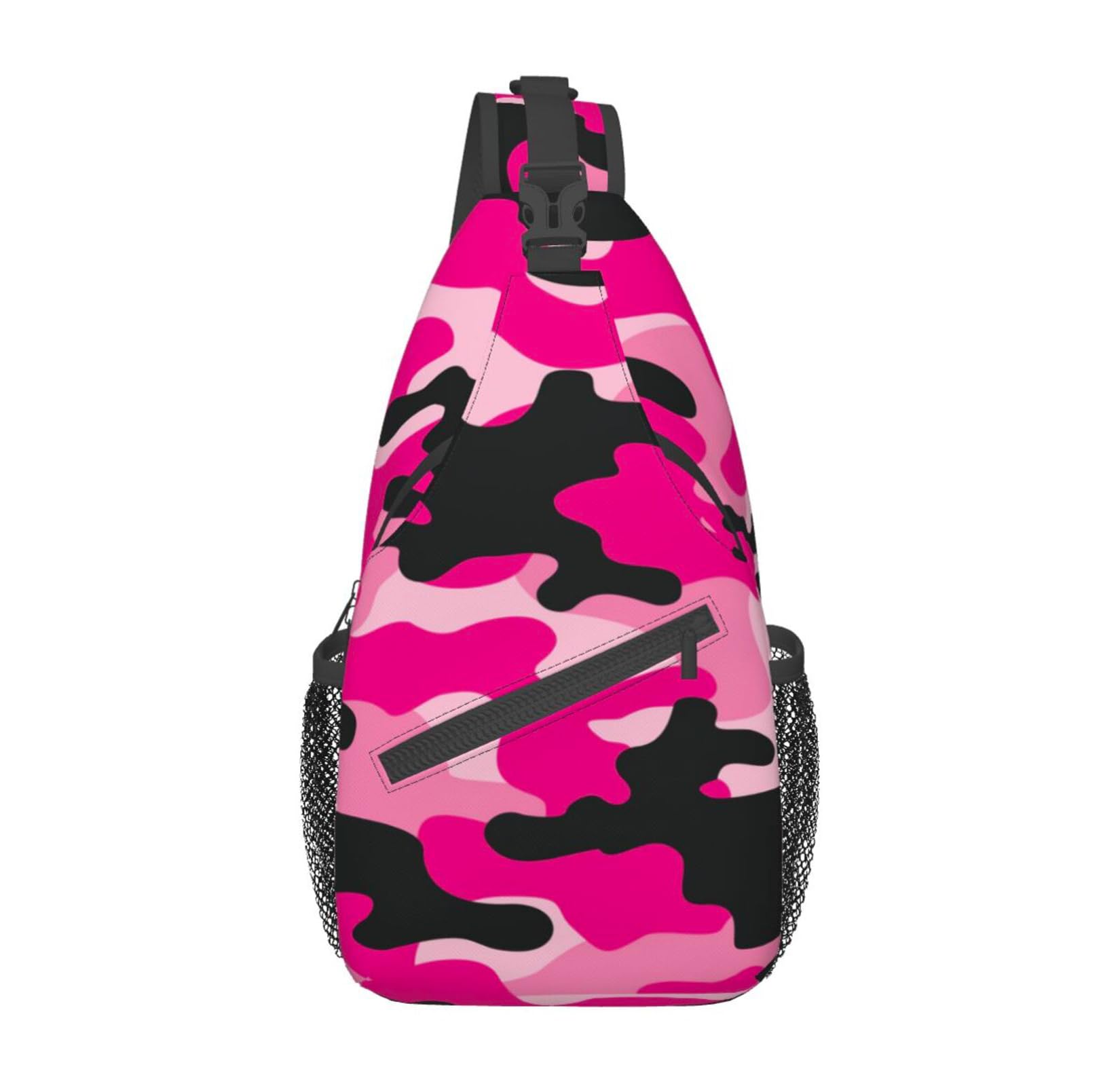 VOOHDDY Pink Black Camo Camouflage Sling Bag For Women Men Travel Hiking Backpack Crossbody Shoulder Chest Bags Casual Daypack Sport