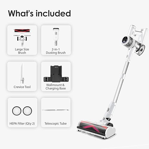 Miniatura 9 de Aspiradora inalámbrica, 600 W, 55 Kpa, 70 minutos, aspiradora para el hogar, detección automática de polvopantalla táctil LED, montaje en pared