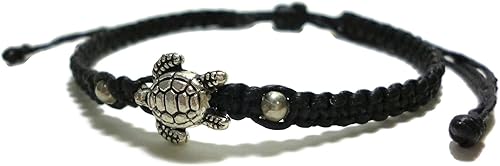 Tortuga marina colgante Lucky trenzado pulseras con un nudo deslizante ajustable cordón de algodón pulseras FC-039, Cordón de algodón, cuentas,