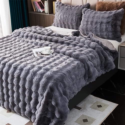 GKXLH Soft Fluffy Blanket - Fuzzy Throw Blanket for Couch, Plush Rabbit Faux Fur Blanket, Cute Cozy Blankets for Women, Warm Thick Big Bubble Blankets for Bed Sofa Bedroom Living Room - 90"x98" Queen - Cosy Home Interiors GKXLH Soft Fluffy Blanket - Fuzzy Throw Blanket for Couch, Plush Rabbit Faux Fur Blanket, Cute Cozy Blankets for Women, Warm Thick Big Bubble Blankets for Bed Sofa Bedroom Living Room - 90"x98" Queen - Image 7