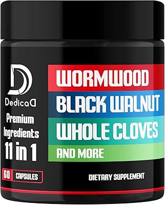 Wormwood Capsules Supplement - Extracted from Black Walnut, Cloves, Turmeric, Apple, Berberine HCl & More - 11 Ingredients Combined for Immune System, Body Management - 60 Capsules