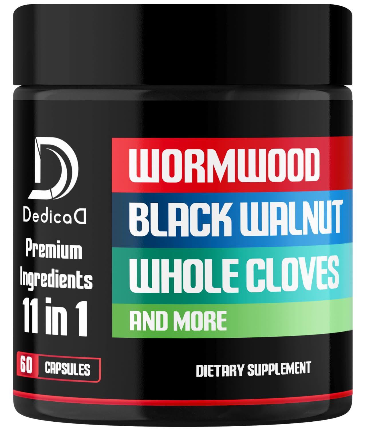 Wormwood Capsules Supplement - Extracted from Black Walnut, Cloves, Turmeric, Apple, Berberine HCl & More - 11 Ingredients Combined for Immune System, Body Management - 60 Capsules