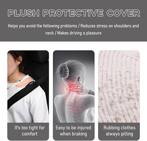 Miniatura 4 de 2 almohadillas para cinturón de seguridad, suaves y esponjosas, fundas para correa de hombro para cinturón de seguridad, cómodas y cálidas, cojín de