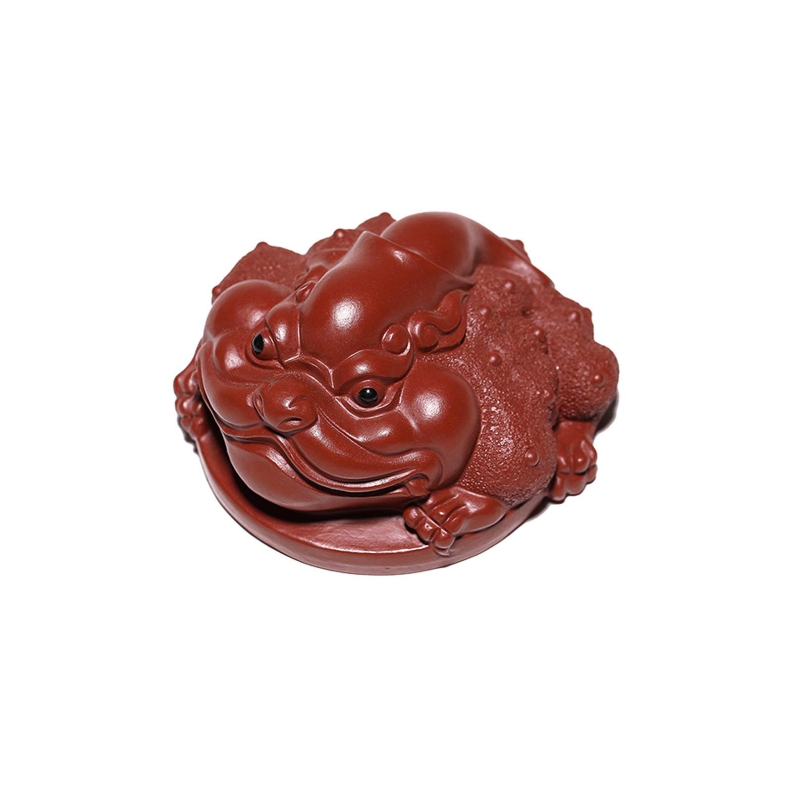 Estatua/Decoración de sobremesa Estatua Púrpura arena de tres patas Dorado for sapo de oro Ceremonia de té hecho a mano Conjunto de té Decoraciones Feng Shui Dorado Sapo Decoración Imagen vívida Adorn
